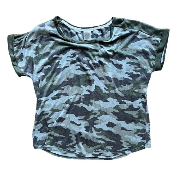 Lucky Brand Green Camouflage Rolled Cuffed Short Sleeve Shirt Stretchy size XXL - Picture 1 of 5